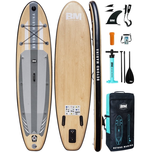 10'6" Inflatable Stand Up Paddle Board for Adults, Non-Slip EVA, Camera Mount, Oak