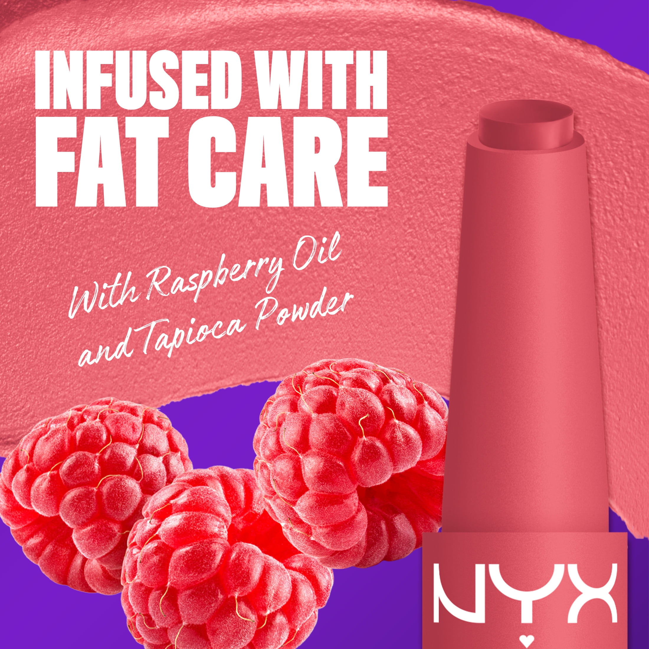 NYX Professional Makeup Fat Matte Lipstick, Smooth Color Long Lasting Lipstick, Pink Puff, 0.07 oz