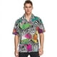 thumbnail image 4 of Camisas casuales de playa con botones para hombre, camisa hawaiana con estampado 3D de cebra y grafiti colorido, camisa hawaiana de manga corta para hombre, 4 of 5