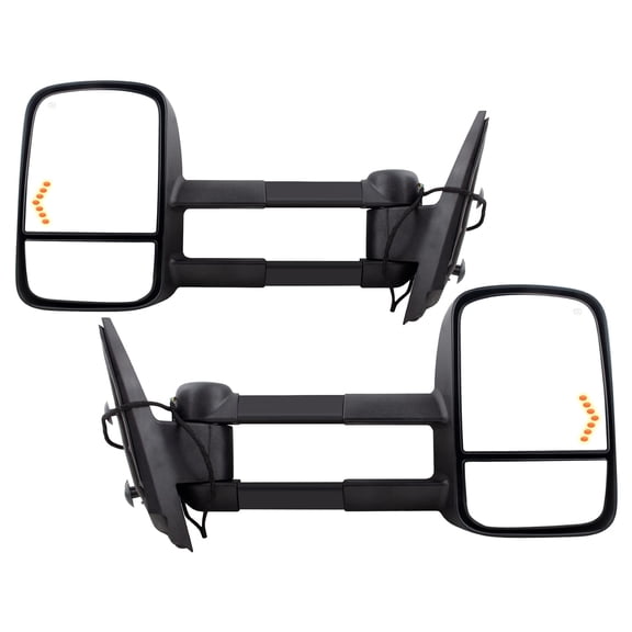 BOXI Left & Right Side Towing Mirror Power Heated Telescoping with LED Arrow Signal Light Fit for Chevy Silverado Tahoe Suburban Avalanche for GMC Sierra Yukon XL Denali 2007-2013| GM1320354 GM1321354