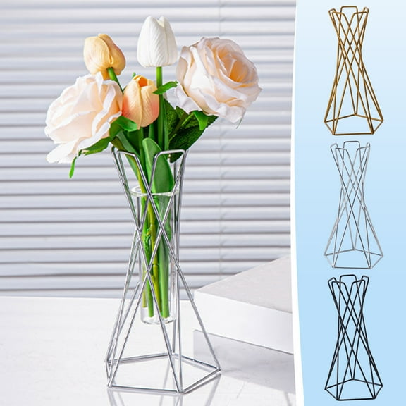 Plant Stand Table Centerpiece - Iron Metal Geometric Design, Hollow Airflow for Home Decor, Office Desk Ornament, Wedding Floral Arrangement Holder, Topliu