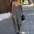 thumbnail image 3 of Vedolay Wide Leg Jumpsuits For Women Womens Jumpsuits 2023 Tie Waist V Neck Jumpsuits Wide Leg Pants Casual Romper,Gray XL, 3 of 4