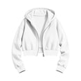 thumbnail image 4 of Atogsazn Kids Girls Full Zip Cropped Hoodies Casual Long Sleeve Hooded Sweatshirt Fleece Jogger Jacket Fall Tops White 9-10 Years Fashion, 4 of 6