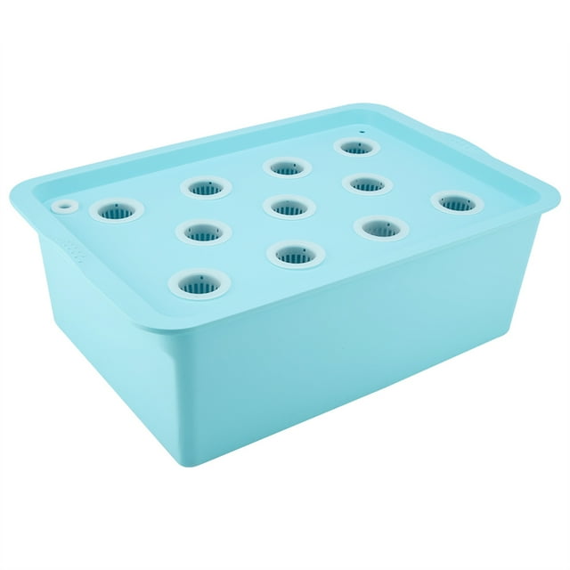 Soilless Culture Box 11 Holes Hydroponic System Grow Plant Flower Water Soilless Culture Box 110VBlue, US Plug