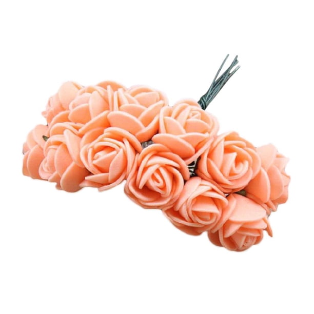 Toystoory 12 Uds. De flores artificiales de rosas de espuma, decoración para el hogar, boda, coche, DIY, decoración nupcial Kits de decoración para fiestas naranja