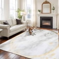 thumbnail image 4 of 8x10 Washable Area Rug, White Marble Non-Slip Extra Large Rectangle Rug for Living Room Bedroom, Abstract Gold Circle Marble Texture Contemporary Indoor Floor Mat for Home Decor, 4 of 9