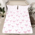thumbnail image 2 of jejeloiu Kawaii Bow Twin Sheet Sets,Girls Bow Knot Twin Fitted Sheet,Pink White Flower Flat Sheet For Child,Breathable Bedroom Decorative,3 Pieces, 2 of 7