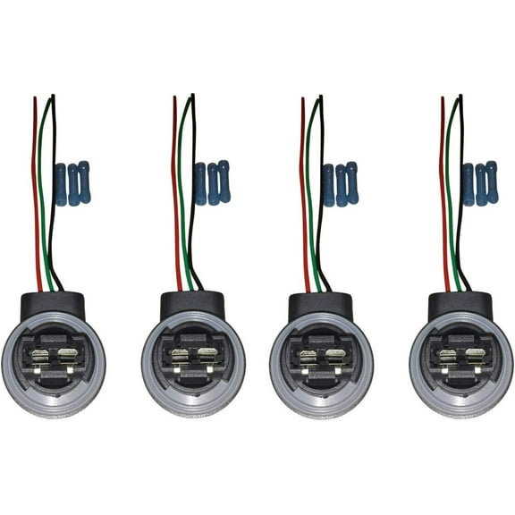 (SET OF FOUR) Muzzys 3157/4157 Wire Harness Pigtail Socket for LED and Standard Bulbs Turn Signal, Brake Light, DRL, Daytime Running Lights, Backup, Reverse Lights
