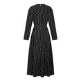 thumbnail image 5 of Awdenio Womens Flowy Long Sleeve Dresses on Women's Fashion Round Neck Loose Long Sleeve Dots Ankle-Dress Swing Long Dress, 5 of 8