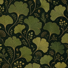 Peel and Stick Wallpaper Ginkgo leaves botanical golden green dark vintage Leaf 24in x 118in Contact Paper Removable Self Adhesive Wall Mural Wall Decor for Bedroom Kitchen Cabinets