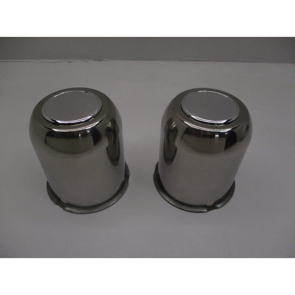 2- Stainless Metal Trailer Wheel Center Hub Cap Covers 3.75 Bore Chrome End Cap
