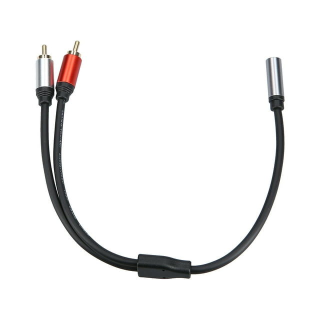 Tignapoo 3.5mm Stereo Audio Cable to Dual RCA Connectors, 0.3m Length, Gold-Plated, PVC Construction, Black Color for Mixing AV Amplifiers and Devices