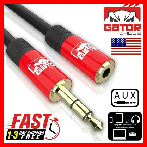 Gator Cable AUX Male to Female Extension Cable 6 FT Gold Plated