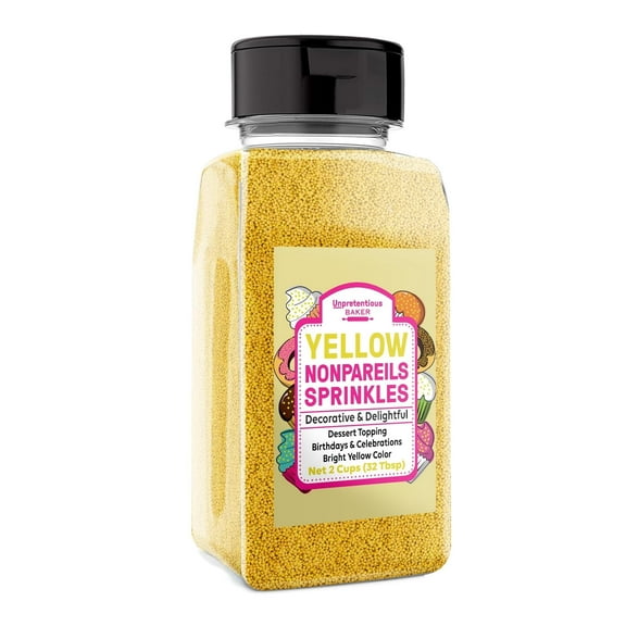 Unpretentious Yellow Nonpareils,1lb, Dessert Topping, Bright Yellow Color, Round Sprinkles