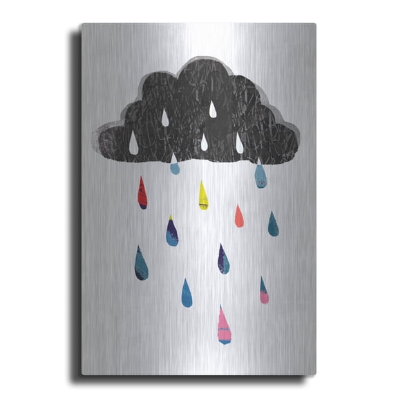 Luxe Metal Art 'Rainy Day Rainbow I' by Victoria Borges, Metal Wall Art, 24" x 36"