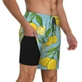 thumbnail image 3 of Balery Lemon Mens Swim Trunks Swim Shorts for Men Quick Dry Inseam Beach Shorts with Compression Liner Pocket-Small, 3 of 9