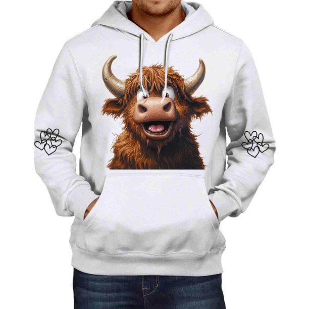 WILLBEST Sudaderas De Hombre Sudadera De Otoño e Invierno para Hombre con Estampado De Ganado Sudadera con Capucha y Hombros Descubiertos Sudadera De Manga Larga Top Chica