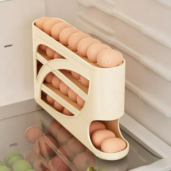 Auto Rolling Fridge Egg Organizer,4-Layer Automatic Replenishment Eggs Dispenser for Refrigerator Storager