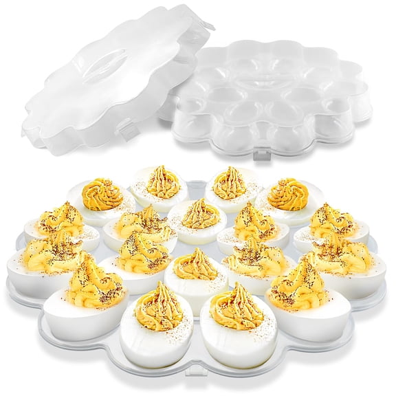 Deviled Eggs Tray with Lid - 18 Slot Deviled Egg Carrier with Lid for Party, Easter, Thanksgiving