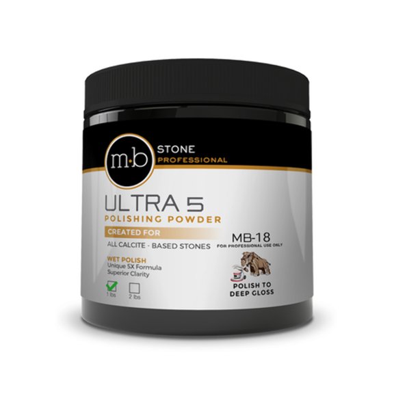 MB Stone  MB-18 Ultra 5 Polishing Powder for Marble, Travertine, Onyx, Limestone and Any other Calcite Base Stone 1 LB.