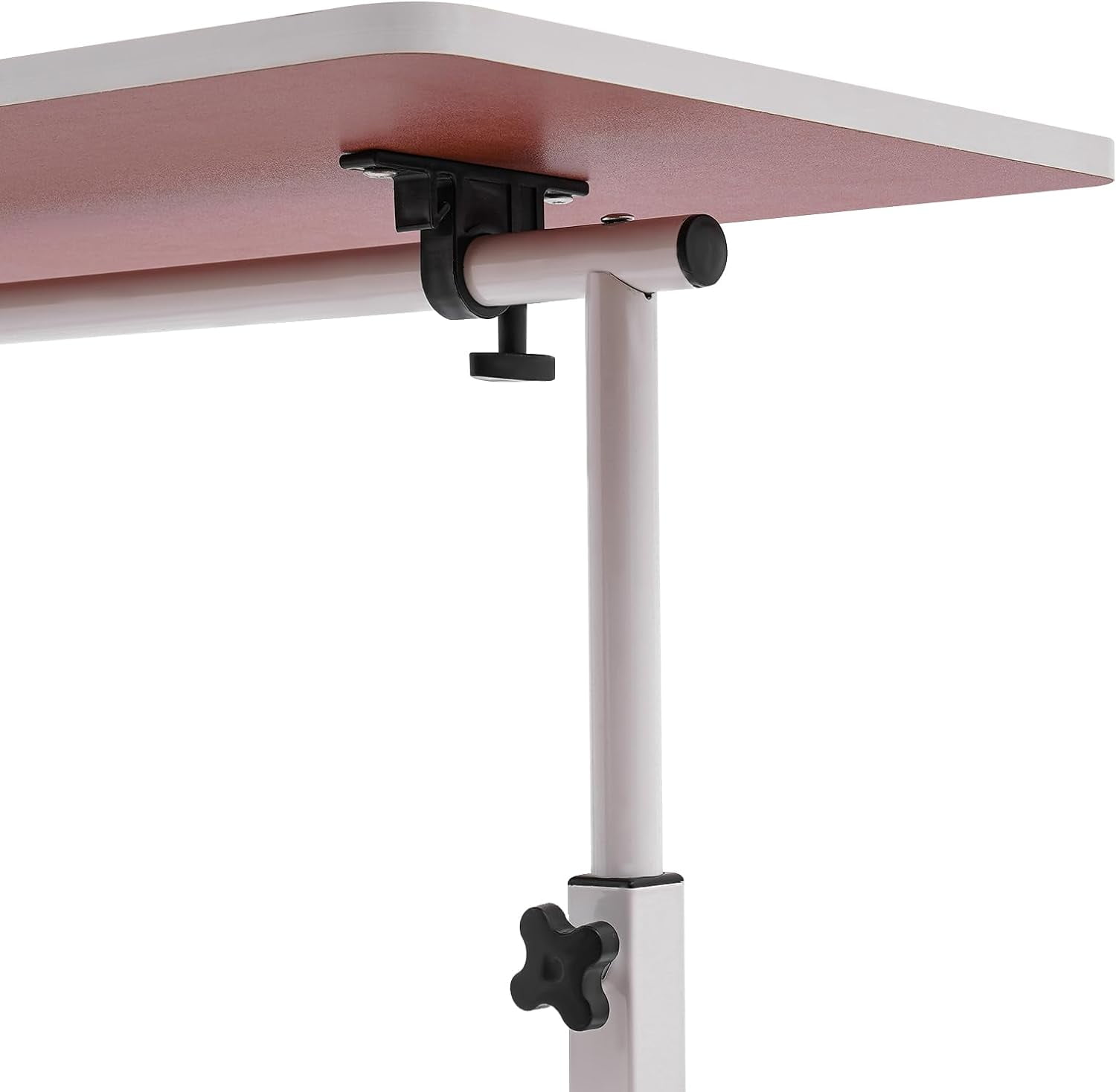 Height Adjustable Portable Small Spaces Standing Desk with 4 Wheels, White