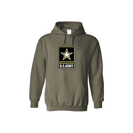 Army Logo Hooded Sweatshirt - US Army Emblem Logo PT Hoodie United States Army Hooded Sweatshirt (Medium, Green)