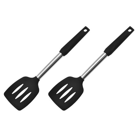 LYCAQL Silicone Spatula Set of 2 Spatulas Silicone Heat Resistant 446°F Kitchen Spatulas for Cooking Non Stick Cookware Food Grade BPA Free Dishwasher Safe Black