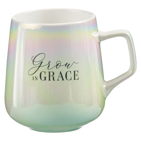 With Love Inspirational Coffee Mug for Women, Faith Hope & Love Iridescent/White, Ceramic Large 12oz