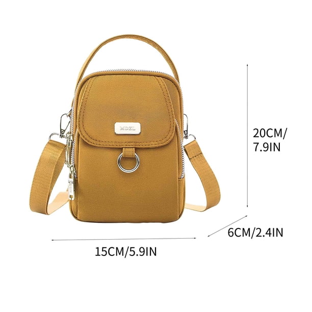 Bolsas Crossbody para Mujeres Bolsa de Teléfono Móvil Multicompartimento a Prueba de Agua, Bolsa de Hombro de Mensajero de Tela Casual de 15x6x20cm con Correa Ajustable Bolsa de Mensajero de Agujero D