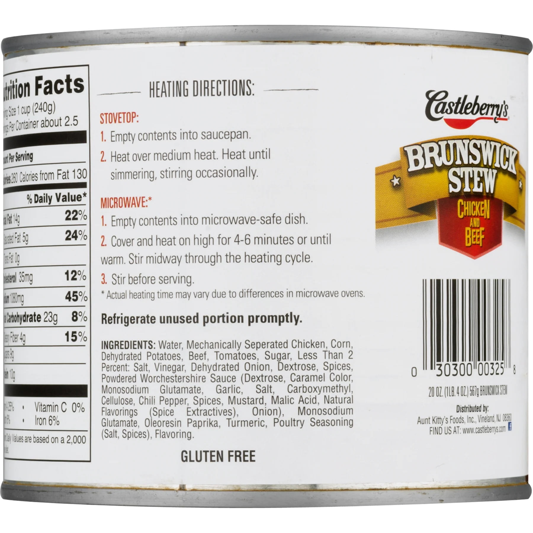 Castleberry’s Brunswick Stew with Chicken and Beef, 20 oz Can – Heat & Serve Southern-Style Meal