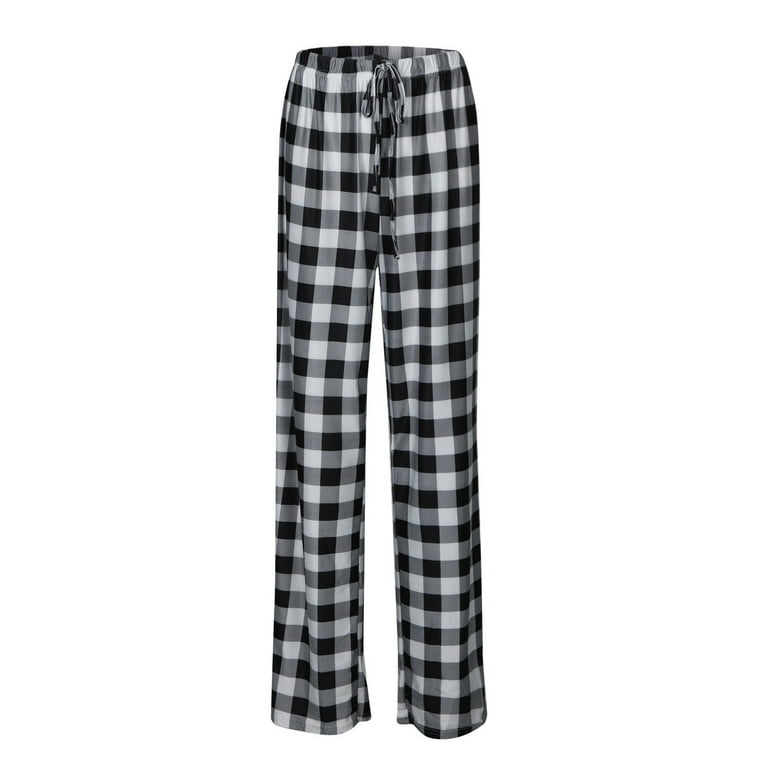 Qcmgmg Blue Plaid Pajama Pants with Pockets Buffalo Plaid Drawstring Soft  Lounge Pants Sleepwear Pj Bottoms Wide Leg Casual Pajama Bottoms Comfy Pj  Pants ( Blue and Black Plaid,2XL ) 