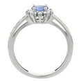 thumbnail image 3 of 14K White Gold Natural Tanzanite Flower Halo Ring Oval 6x4mm Diamond Accents, size 6.5, 3 of 4