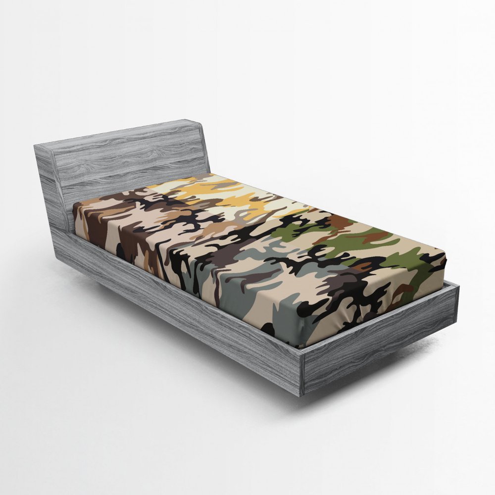 Camo Fitted Sheet, Camouflage Patterns in 4 Different Colors Going