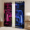 thumbnail image 2 of Feelyou Pink Blue Gamepad Black Out Curtains for Teen, Video Games Controller Curtains Pack of 2 (42x63 Each), Neon Glowing Honeycomb Bedroom Curtains, Living Room Curtains Decor, 2 of 6