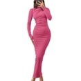 thumbnail image 2 of Elegant Women's Long Sleeve Maxi Dress Casual & Comfortable Pink Full-Length Dress for All Occasions, 2 of 5
