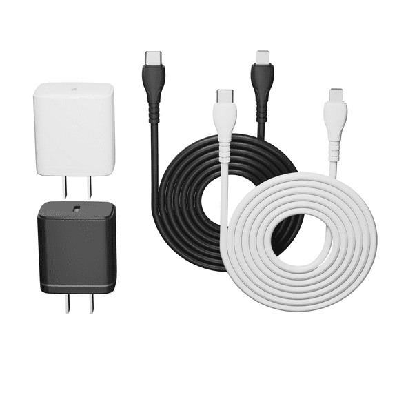 Zsou Dual Pack USB-C to Lightning & 20W Wall Charger - Black & White