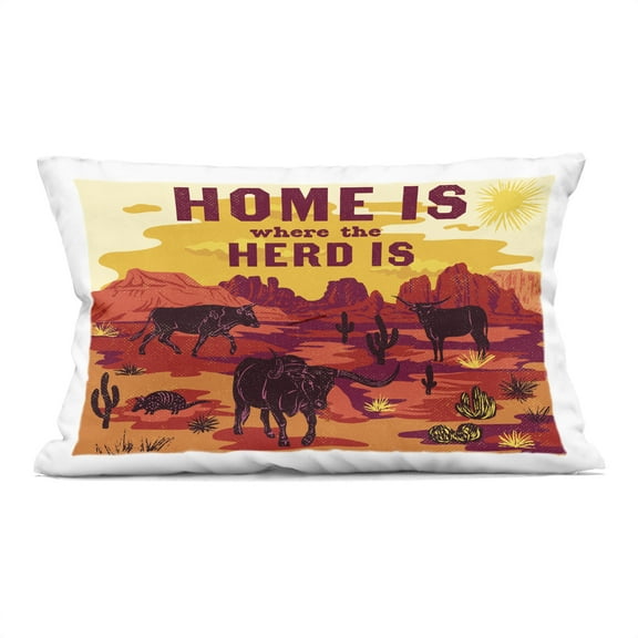 Stupell Industries Western Home Where Herd Is Decorative Printed Throw Pillow design by Diane Labombarbe, 14 x 7 x 20