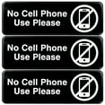 thumbnail image 1 of Excello Global Products No Cell Phone Use, Please Sign: for Business Office Workplace Signage Gas Stations: Easy to Mount Informative Plastic Sign with Symbols 9x3, Pack of 3 (Black) - EGP-HD-0266, 1 of 4