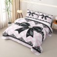 thumbnail image 3 of Manfei Girls Black Ribbon Bow Twin Quilt Set,Teens Bohemian Flower Twin Coverlet Set, 3 of 7