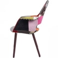 thumbnail image 6 of 2xhome Set of 2 Mid Century Modern Upholstered Fabric Organic Accent Living Room Dining Arm Chairs with Dark Natural Wooden Legs, Patwork Sam, 6 of 7