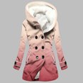 thumbnail image 4 of Spring Saving Savings Clearance 2023!GaThRRgYP Women's Cotton Jacket,Velvet Double Breasted Hooded Solid Color European and American Mid Length Women's Solid Color Temperament Commuting Jacket, 4 of 5
