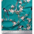 thumbnail image 3 of Soimoi Green Heavy Satin Fabric Floral & Paradise Whydah Bird Fabric Prints By Yard 56 Inch Wide, 3 of 3
