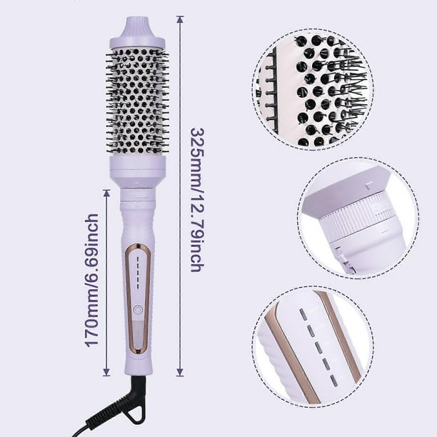 Fluffy Curls Heating Air Comb with 3 Sizes of Replaceable Combs 150℃-230℃ Adjustable Purple British Standard