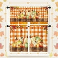 thumbnail image 5 of Mloabuc Fall Buffalo Plaid Kitchen Window Curtains and Valances Set 36 Inch, Pumpkins Maple Leaves Farmhouse Short Tier Curtain for Cafe Living Room Bathroom, Autumn 3 Pieces Set Kitchen Decor, 5 of 6