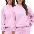 thumbnail image 2 of Aoiroe 2 Pack Womens Pullover Oversized SweatshirtsMock Turtleneck Lightweight Tunic Fall Pullover, Womens Oversized Sweatshirts, Women's Slim Fit Lightweight Long Sleeve Knitted Pullover, Pink M, 2 of 9