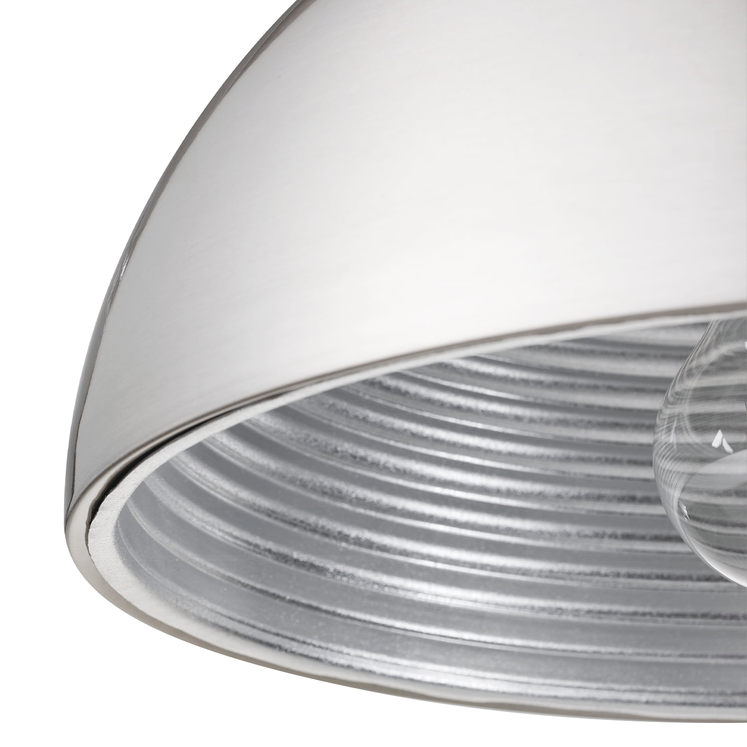 Globe Electric Rachelle 1-Light Brushed Nickel Flush Mount Ceiling Light with Ribbed Interior, 69995
