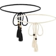 thumbnail image 1 of Ceinture Taille Femme, Ceinture Chaîne à Franges Tissée, Ceinture de Robe, Ceinture à Franges Tissée pour Robes, T-Shirts, Chemises Longues, Costumes (Noir + Beige), 1 of 5
