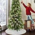 thumbnail image 5 of Beautynvta Christmas Tree Skirt, 35.4'' White Plush Sequin Star Decorative Tree Skirt, Small Xmas Tree Mat Base Cover for Merry Christmas Party Holiday Xmas Tree Decorations, 5 of 7