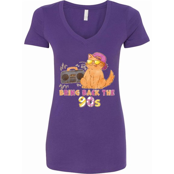 Inktastic Bring Back the 90s Cool Orange Cat Women's V-Neck T-Shirt