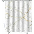 thumbnail image 5 of White Gold Marble Shower Curtain, Marble Texture Shower Curtain Set with Hooks, Spring Summer Waterproof Fabric Shower Curtains for Bathroom Decor, 72x72 Inch Bath Curtain, 5 of 6